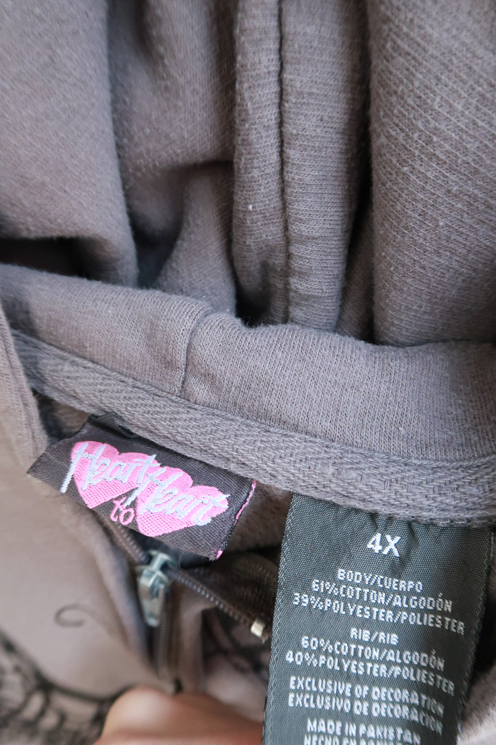 Vintage 2000s Zip-Up Hoodie – Charcoal Grey with Black Butterfly & Paisley Graphic