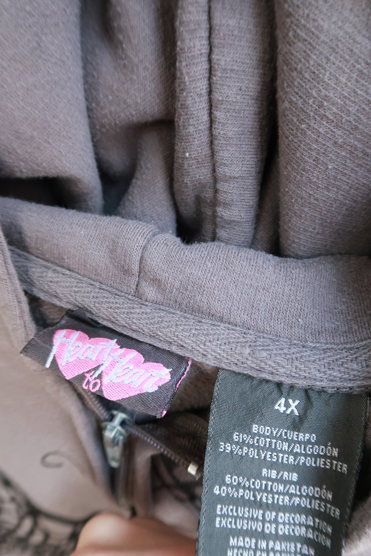 Vintage 2000s Zip-Up Hoodie – Charcoal Grey with Black Butterfly & Paisley Graphic