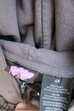 Load image into Gallery viewer, Vintage 2000s Zip-Up Hoodie – Charcoal Grey with Black Butterfly &amp; Paisley Graphic
