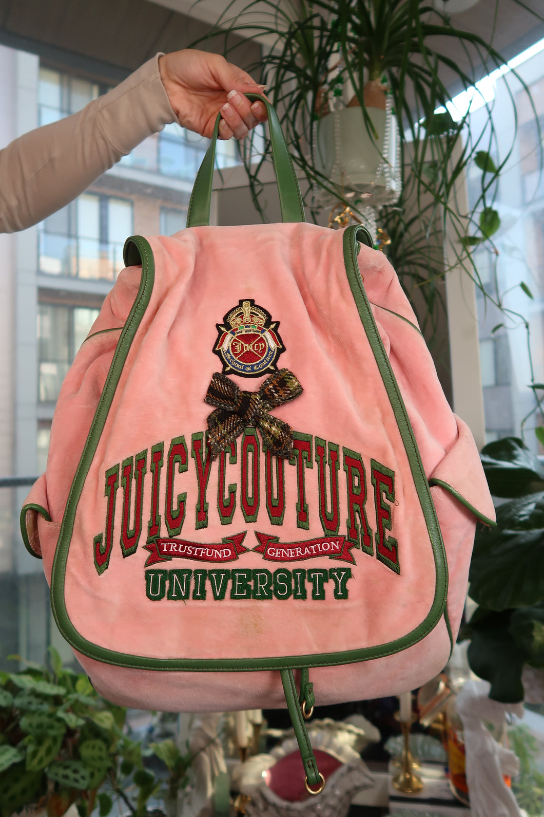 Vintage Juicy Couture Pink Velour “University” Backpack
