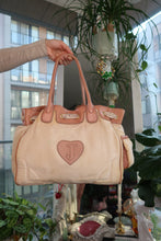 Load image into Gallery viewer, Vintage Juicy Couture Velour Daydreamer Tote Bag – Cream with Pink Logo &amp; Leather Floral Appliqués
