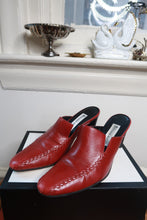 Load image into Gallery viewer, Vintage Etienne Aigner Red Leather Mule Heels

