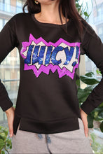 Load image into Gallery viewer, Juicy Couture Black Sequin Comic Pop Art Long Sleeve

