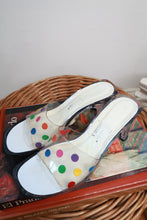 Load image into Gallery viewer, Vintage Y2K Clear Polka Dot Lucite Mule Heels
