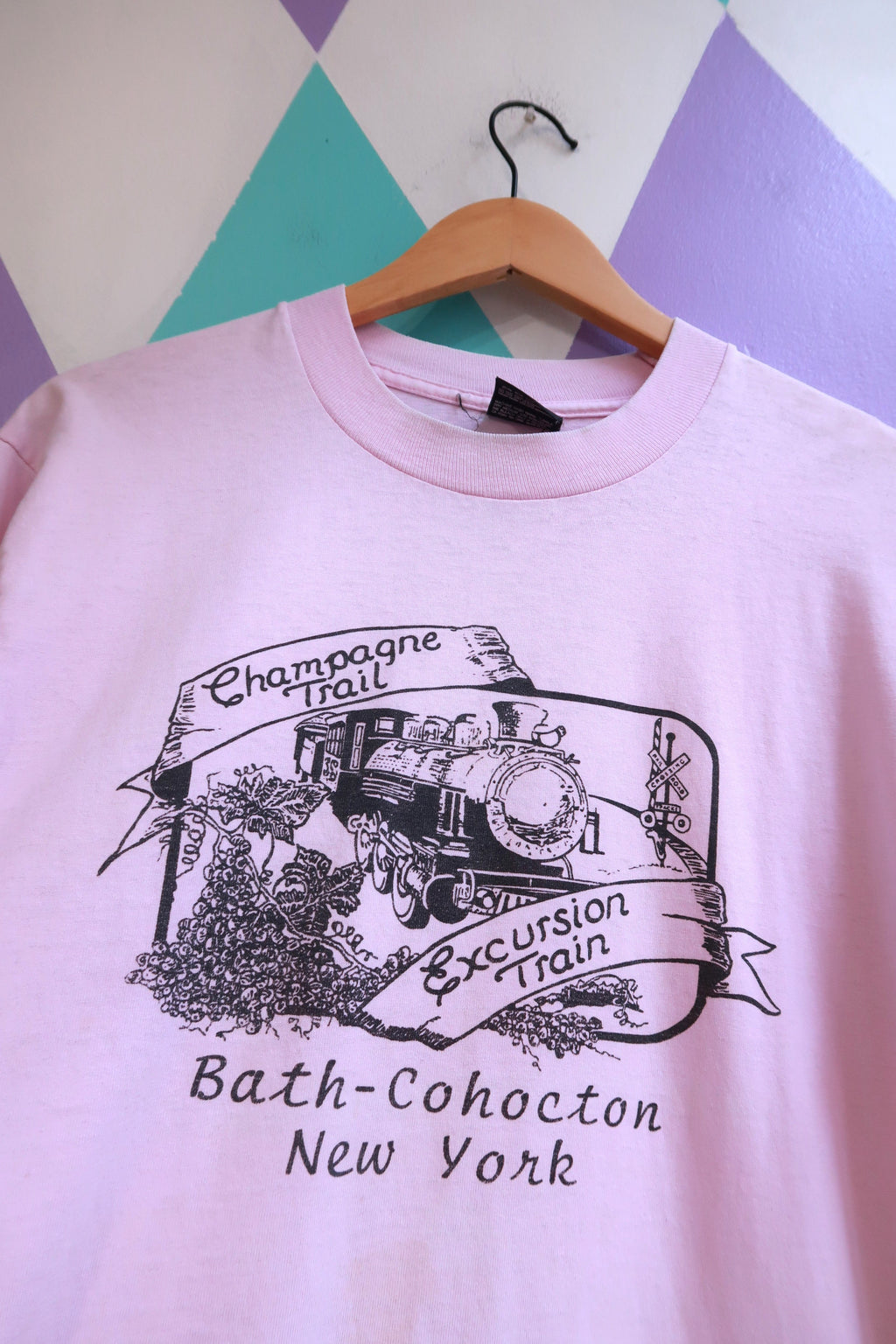 Vintage 90s Bath–Cohocton New York Champagne Trail Excursion Train Tee
