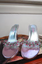 Load image into Gallery viewer, Vintage Anne Michelle Pink Metallic Rhinestone Heeled Slide Sandals
