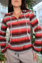 Load image into Gallery viewer, Vintage Juicy Couture Red &amp; Blue Striped Terry Cloth Zip-Up Hoodie
