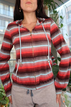 Load image into Gallery viewer, Vintage Juicy Couture Red &amp; Blue Striped Terry Cloth Zip-Up Hoodie
