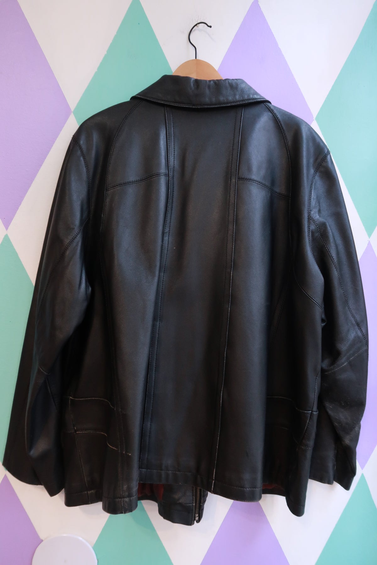 Vintage 90s Black Zip-Up Leather Jacket