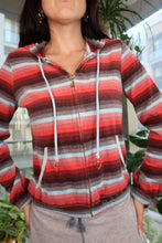 Load image into Gallery viewer, Vintage Juicy Couture Red &amp; Blue Striped Terry Cloth Zip-Up Hoodie
