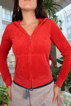 Load image into Gallery viewer, Vintage Juicy Couture Cherry Red Terry Cloth Zip-Up Hoodie
