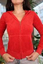 Load image into Gallery viewer, Vintage Juicy Couture Cherry Red Terry Cloth Zip-Up Hoodie
