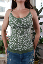 Load image into Gallery viewer, Vintage 2000s American Eagle Green Bubble Print Lace Trim Cami Tank

