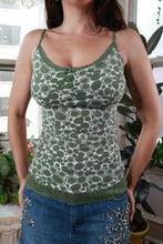 Load image into Gallery viewer, Vintage 2000s American Eagle Green Bubble Print Lace Trim Cami Tank

