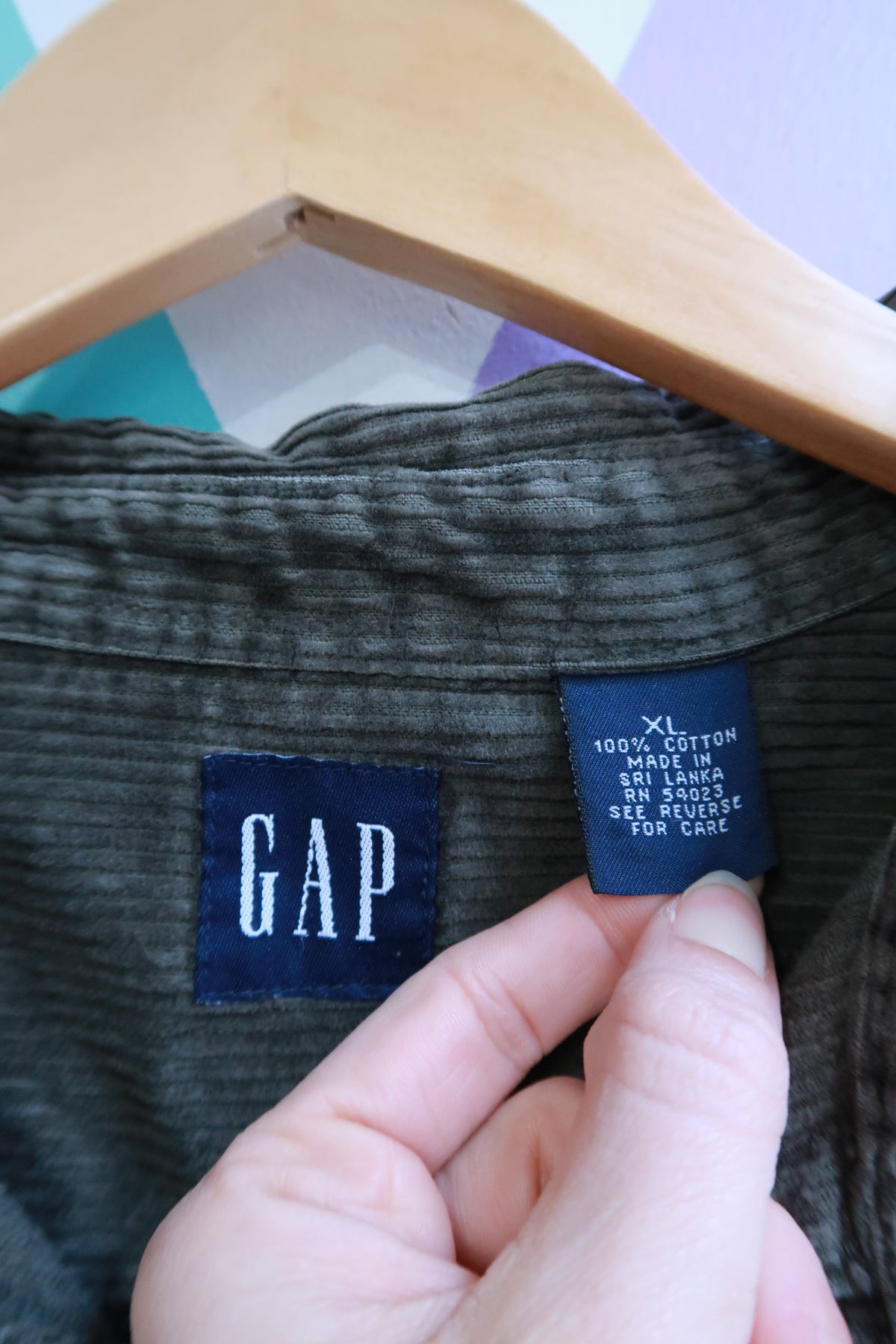 Vintage 90s Gap Olive Green Corduroy Button-Down Shirt
