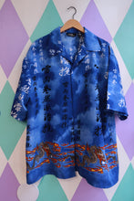 Load image into Gallery viewer, Vintage 2000s Blue Dragon Print Button-Up Shirt
