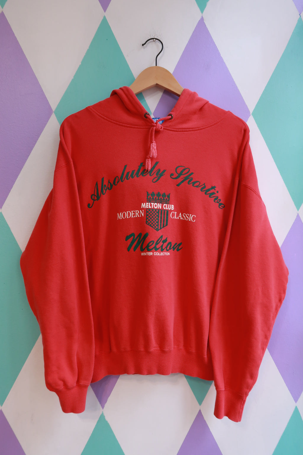Vintage 90s “Absolutely Sportive” Melton Graphic Hoodie
