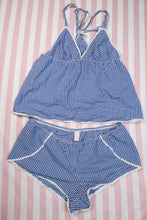 Load image into Gallery viewer, 2000s Victoria’s Secret Blue Gingham Camisole &amp; Shorts Set
