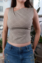 Load image into Gallery viewer, NWT Vintage Y2K Beige Plaid Asymmetrical Sleeveless Top
