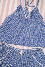 Load image into Gallery viewer, 2000s Victoria’s Secret Blue Gingham Camisole &amp; Shorts Set
