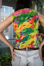 Load image into Gallery viewer, Vintage Painted Sequin Floral Tank Top – Y2K Abstract Art Print Sleeveless Shirt
