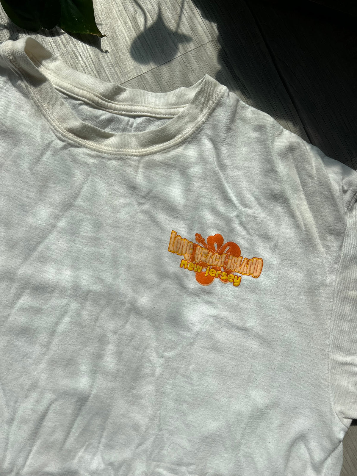 Vintage Long Beach Island graphic tee by Elektra Vintage in soft fabric with a colorful retro design.