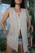 Load image into Gallery viewer, Vintage Linen Blend Button-Front Top – Neutral Stripe
