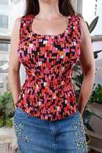 Load image into Gallery viewer, Vintage Y2K Pink Abstract Plissé Stretch Tank Top
