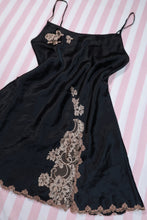 Load image into Gallery viewer, Vintage 2000s Victoria’s Secret Black Satin Lace Slip Dress
