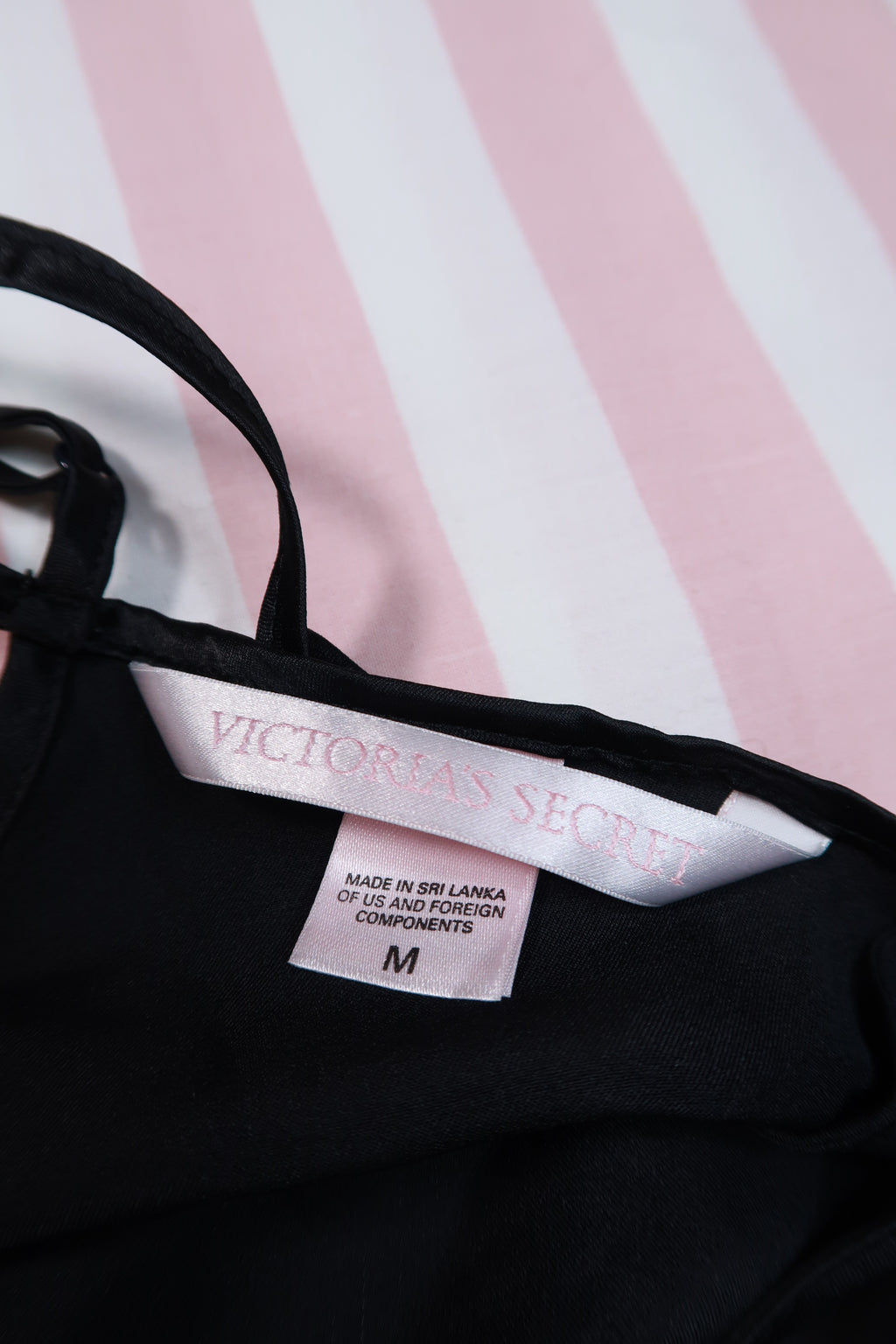 Black satin lace slip dress from the 2000s Victoria’s Secret collection, vintage Elektra Vintage fashion piece.