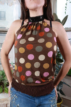 Load image into Gallery viewer, Vintage Y2K Brown Polka Dot Sequin Halter Blouson Top
