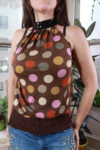 Load image into Gallery viewer, Vintage Y2K Brown Polka Dot Sequin Halter Blouson Top

