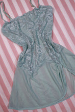 Load image into Gallery viewer, Vintage 2000s Victoria’s Secret Minty Blue Lace Corset Slip Dress
