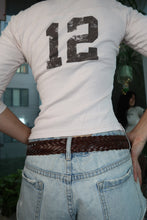 Load image into Gallery viewer, Vintage 2000s Abercrombie &amp; Fitch Logo Top – Fitted Off-White 3/4 Sleeve Tee
