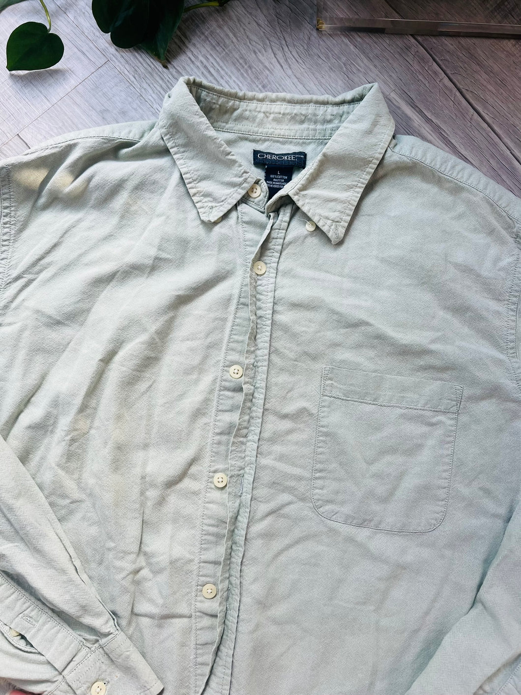 Sage Green Button-Down Shirt by Cherokee