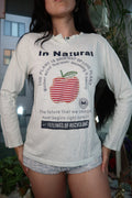 Vintage Y2K Eco Graphic Long Sleeve Tee – Striped Apple Print