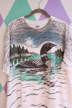 Load image into Gallery viewer, Vintage All Over Loon Nature Graphic T-Shirt Anvil Wildlife Tee

