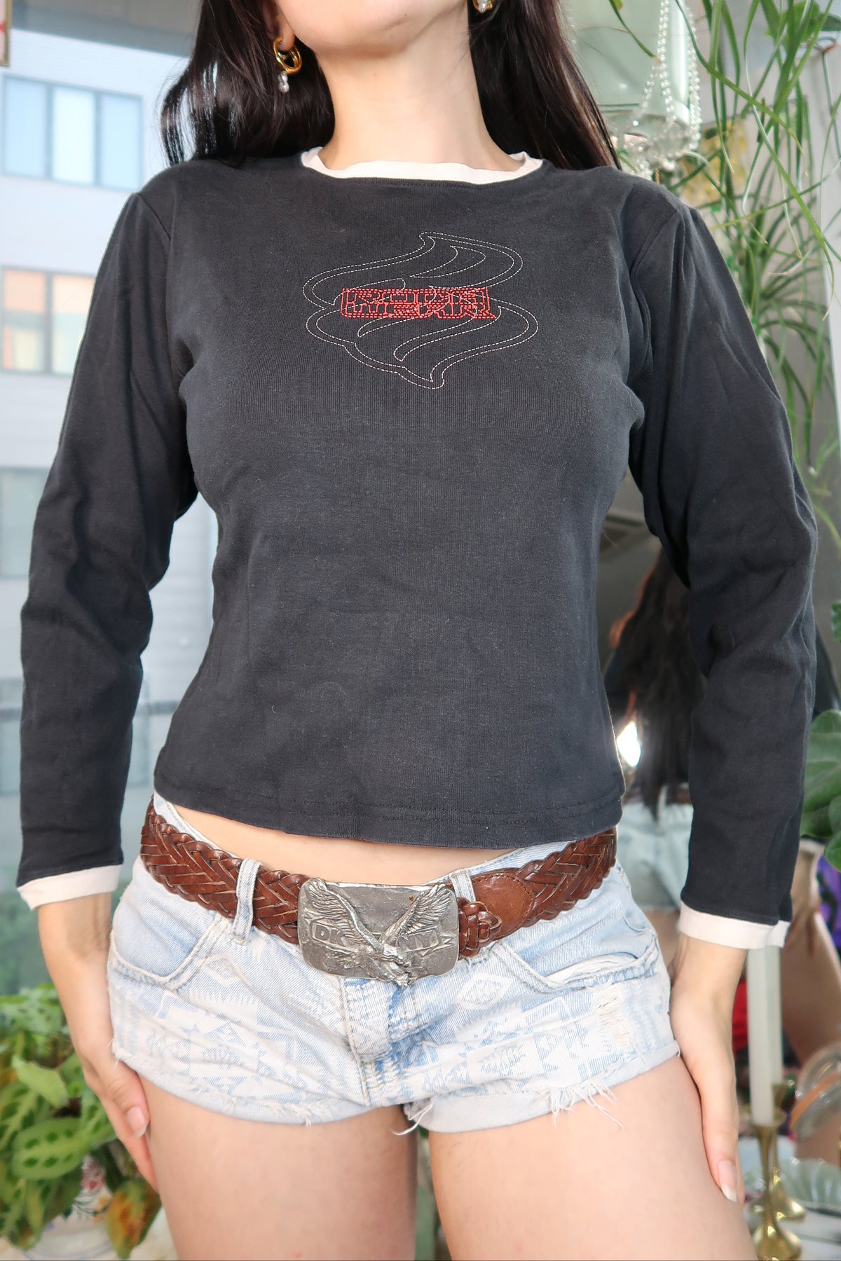Vintage 2000s Rocawear Long Sleeve Shirt – Black with Red Logo
