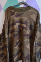 Load image into Gallery viewer, Men's vintage 90s woodland camouflage waffle knit thermal long sleeve shirt by Elektra Vintage, featuring classic camouflage pattern and cozy fabric.

