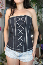 Load image into Gallery viewer, Vintage Charlotte Russe Lace-Up Corset Top – Y2K Gothic Strapless Bustier
