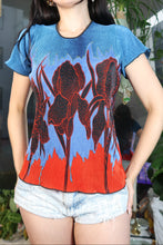 Load image into Gallery viewer, Vintage 1970s Iris Flower Crepe Top – Bold Floral Print Short Sleeve Blouse
