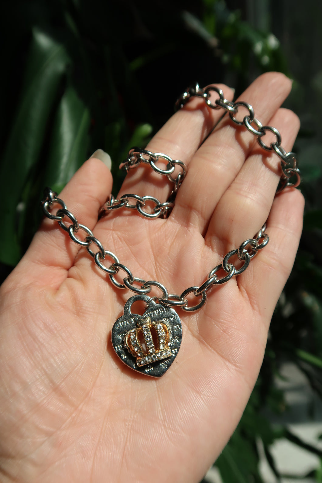 Vintage Juicy Couture Crown Heart Charm Necklace
