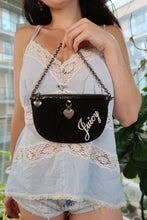 Load image into Gallery viewer, Vintage Juicy Couture Mini Shoulder Bag – Brown Velour with Chain Strap &amp; Heart Charms
