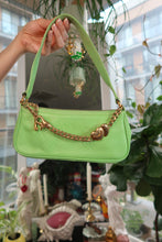 Load image into Gallery viewer, Vintage Juicy Couture Lime Green Shoulder Bag with Gold Chain Charm Detail
