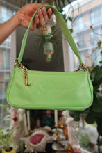 Load image into Gallery viewer, Vintage Juicy Couture Lime Green Shoulder Bag with Gold Chain Charm Detail
