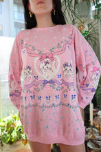 Load image into Gallery viewer, Vintage 1980s Pink Cat Graphic Sweatshirt – Kawaii Animal Print
