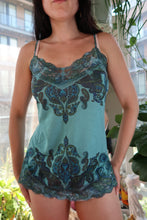 Load image into Gallery viewer, Vintage Teal Baroque Lace Trim Cami Top
