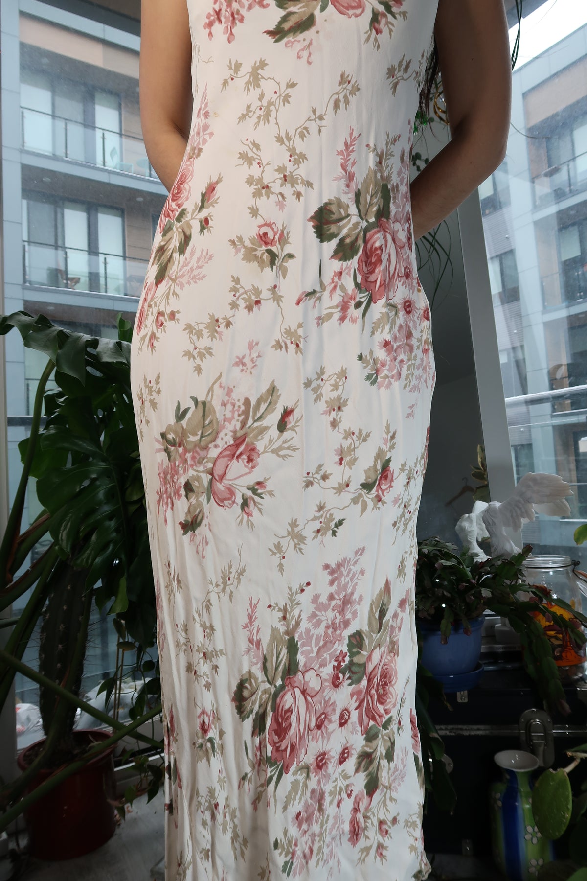 Vintage 90s Rose Floral Maxi Dress