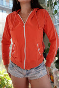 Vintage 2000s Orange Zip-Up Hoodie with Contrast Piping - Elektra Vintage