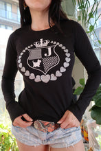 Load image into Gallery viewer, Vintage Juicy Couture Black Glitter Crest Long Sleeve Tee
